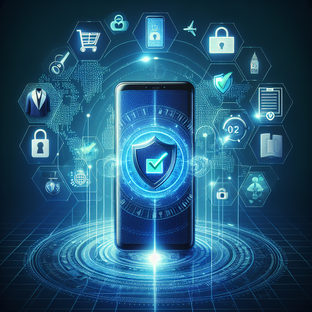 A smartphone displaying a virtual mobile number interface on the screen, surrounded by digital icons representing communication, security, and connectivity.